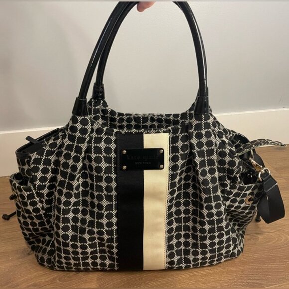 Kate Spade Diaper Bag Two Tone Classic Monogram w/ Stroller Strap & Changing Pad - Picture 4 of 9